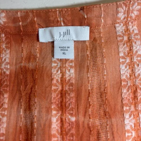 🧡 J.Jill Ibiza Tiered Orange Tie Dye Maxi Sleeveless Sun Dress XL - Picture 9 of 9